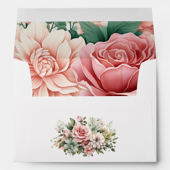 Dusty Rose, Mint Green, and Blush Floral Envelope (Back (Bottom))