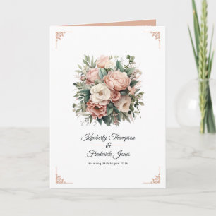 Dusty Rose, Mint Green, and Blush Floral Wedding Programme