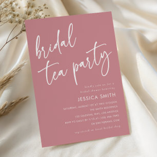 Dusty Rose Modern Boho Bridal Shower Tea Party Invitation