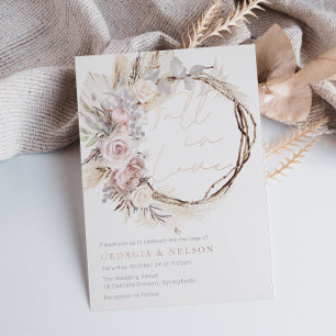 Dusty Rose Modern Boho Wreath Fall in Love Wedding