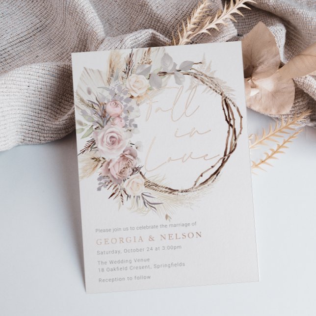 Dusty Rose Modern Boho Wreath Fall in Love Wedding (Creator Uploaded)