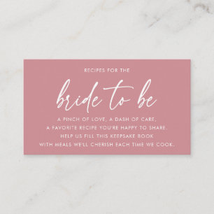 Dusty Rose Modern Bridal Shower Recipe Request Enclosure Card
