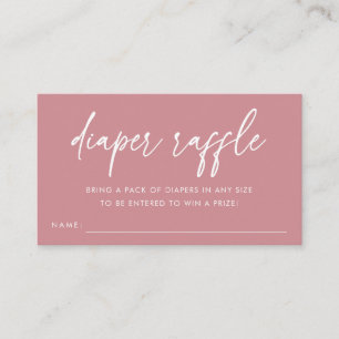 Dusty Rose Modern Diaper Raffle Baby Shower Enclosure Card