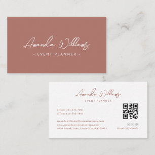 Dusty Rose Modern Elegant Minimalist QR Code Business Card