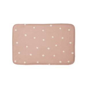Dusty Rose Modern Farmhouse Polka Dot Pattern Bath Mat