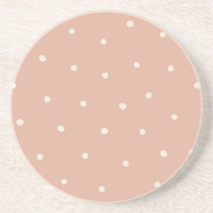 Dusty Rose Modern Farmhouse Polka Dot Pattern Coaster