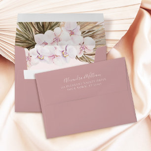 Dusty Rose Modern Floral Pampas Wedding Envelope