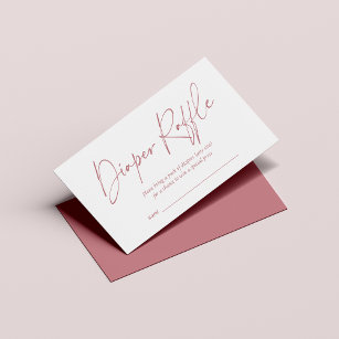 Dusty Rose Modern Handwritten Diaper Raffle Enclosure Card