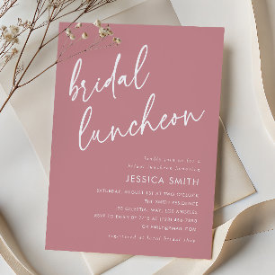 Dusty Rose Modern Minimalist Bridal Luncheon Invitation