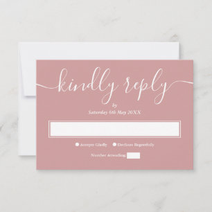 Dusty Rose Modern Minimalist Elegant Script RSVP Card