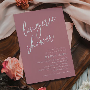 Dusty Rose Modern Minimalist Lingerie Shower Invitation