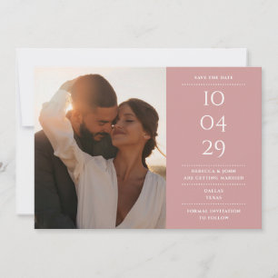 Dusty Rose Modern Minimalist Wedding Photo Save The Date