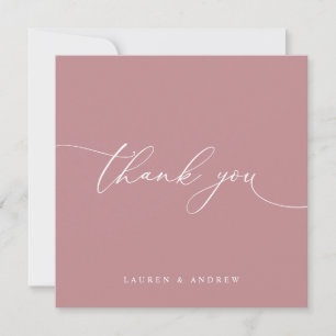 Dusty Rose Modern Minimalist Wedding  Thank You Card
