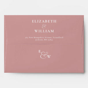 Dusty Rose Modern Monogram Return Address Envelope