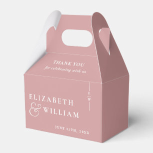 Dusty Rose Modern Monogram Wedding Thank You  Favour Box