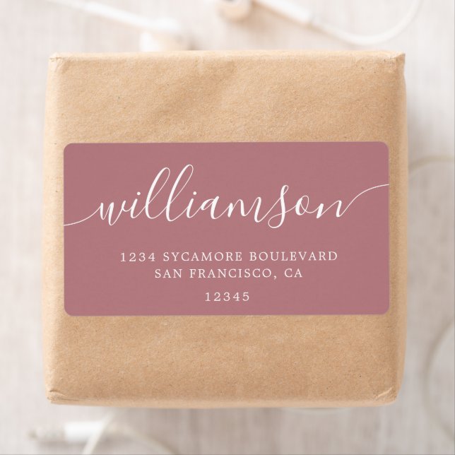 Dusty Rose Modern Script Return Address (Insitu)