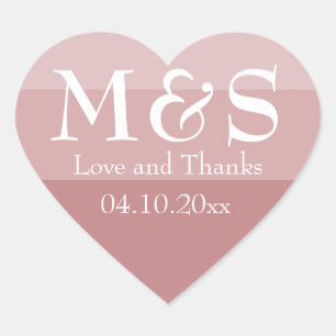 Dusty Rose Modern Script Wedding Heart Sticker