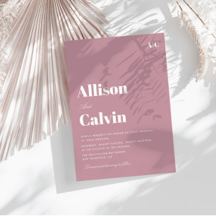 dusty rose modern text wedding invitation