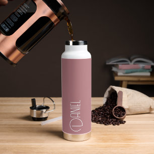 Dusty Rose Modern Typography Personalised Water Bottle