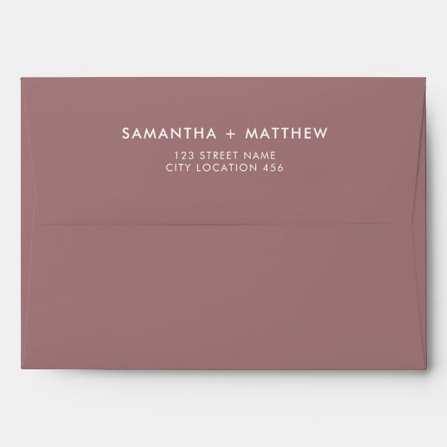 Dusty Rose Modern Typography Wedding Envelope (Back (Top Flap))