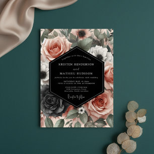 Dusty Rose Moody Bloom Wedding Invitation