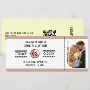 Dusty Rose, Muted Sage & Cream Cinema Wedding Invitation