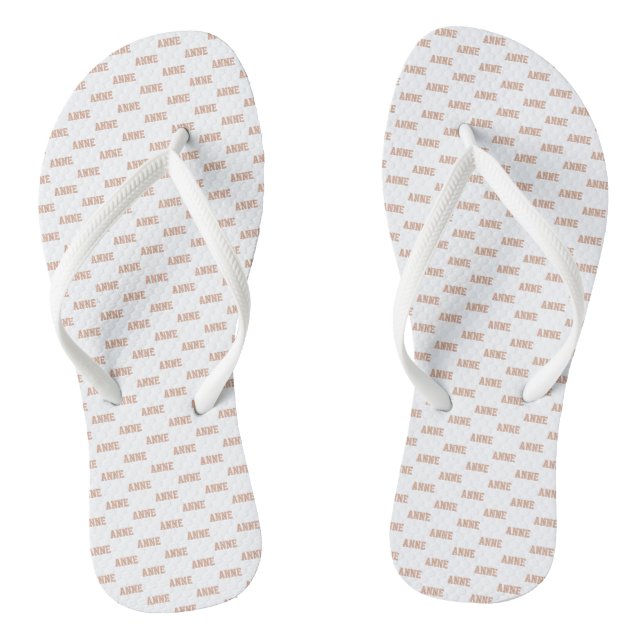 Dusty Rose Name Pattern White Jandals (Footbed)