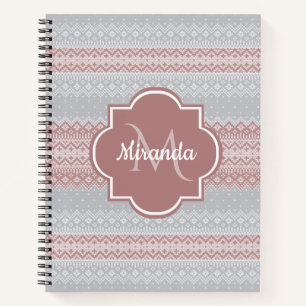 Dusty Rose Nordic Monogram Name Notebook