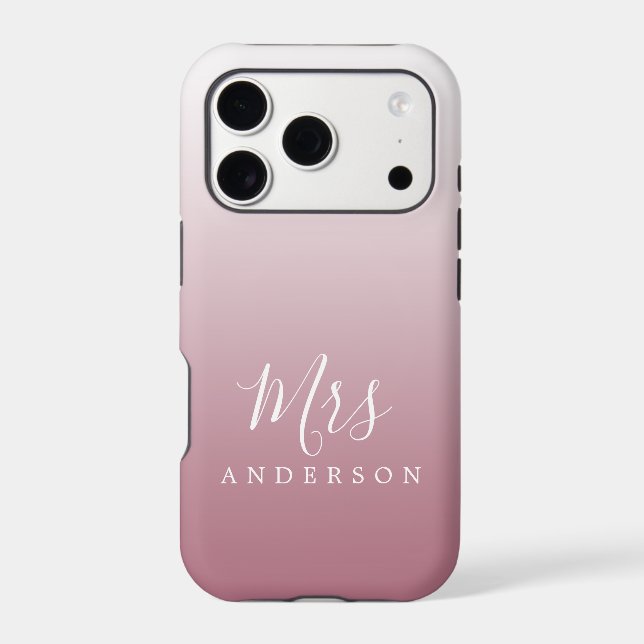 Dusty Rose Ombre Elegant Script Future Mrs Name (Back)