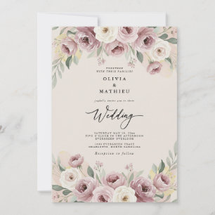 Dusty Rose Painterly Romance Wedding Invitation