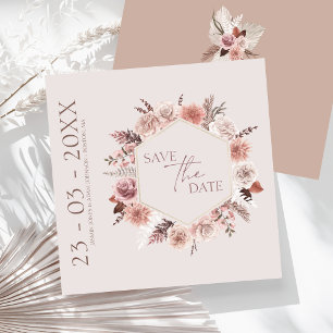 Dusty Rose Pampas Boho Save The Date