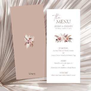 Dusty Rose Pampas Boho Wedding Menu