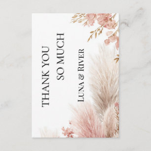 Dusty rose pampas grass thank you card