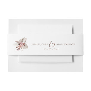 Dusty Rose Pampas Wedding Invitation Belly Band