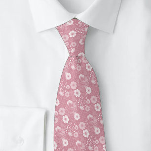 Dusty Rose Pansies Tie