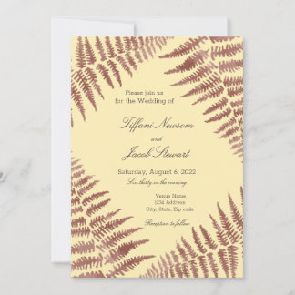 Dusty Rose & Peach Blush Ferns Wedding Invitation