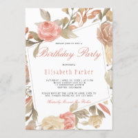 Dusty Rose Peach Cream Floral Birthday Party