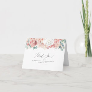Dusty Rose Peach Flowers Elegant Thank You Card