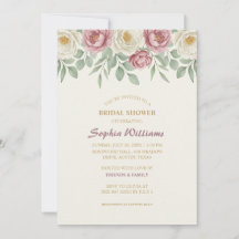 Dusty Rose Peony Bridal Shower Invitation Card