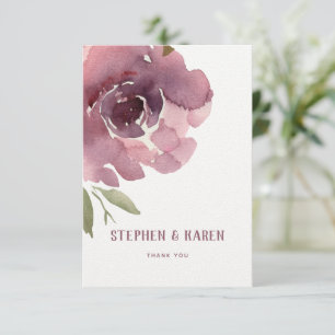 Dusty Rose Peony Elegant Wedding Thank You Card