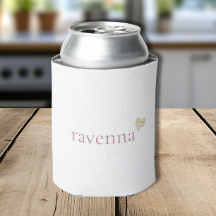 Dusty Rose Personalised Name Gold Leopard Heart Can Cooler