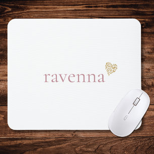 Dusty Rose Personalised Name Gold Leopard Heart Mouse Pad