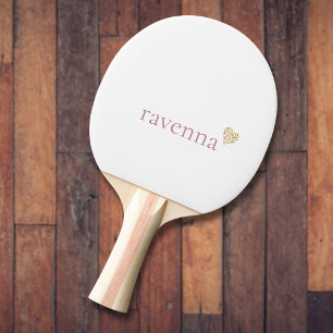 Dusty Rose Personalised Name Gold Leopard Heart Ping Pong Paddle