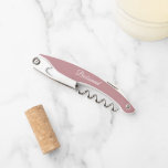 Dusty Rose Personalised Wedding Bridesmaid Corkscrew<br><div class="desc">Trendy,  dusty rose colour wine corkscrew opener for your wedding bridesmaid along with her name on back and printed in white,  stylised script. Personalise corkscrew by editing and replacing name with your bridesmaid's name. Available in many,  popular bridesmaid wedding colour schemes.</div>