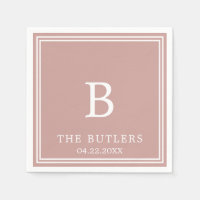 Dusty Rose Personalised Wedding Cocktail Napkins