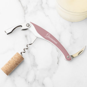 Dusty Rose Personalised Wedding Groomsman Corkscrew