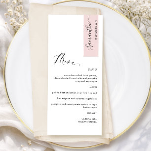 Dusty Rose Personalised with Guest Name Elegant Menu