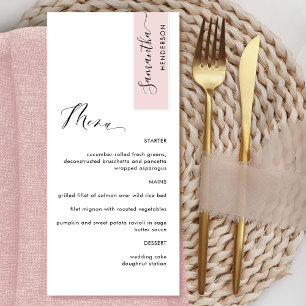 Dusty Rose Personalised with Guest Name Elegant Menu