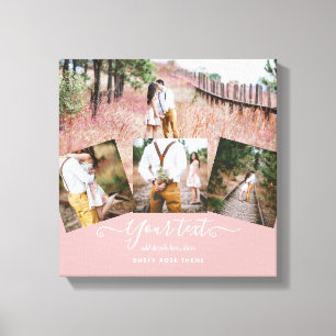 Dusty Rose PHOTO COLLAGE Custom WEDDING GIFT Canvas Print