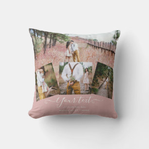 Dusty Rose PHOTO COLLAGE Custom WEDDING GIFT Cushion